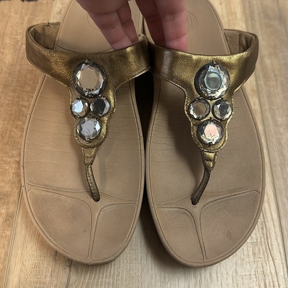 Fitflop Lunetta Bright Bronze Wobble Board Lightweight Thongs Sz 10 - Picture 5 of 7